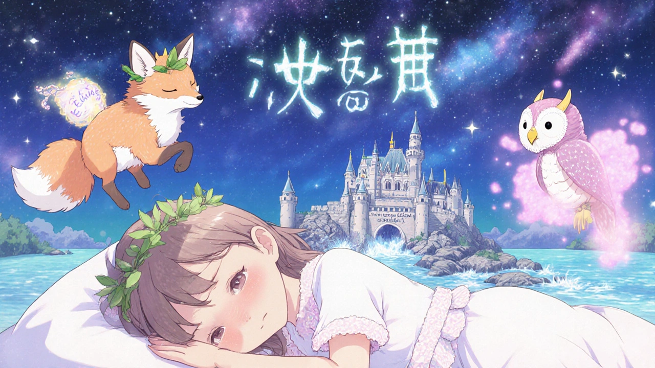 Child sleeps peacefully as non-steroid guardians glow around her, crumbling steroid castle fades.