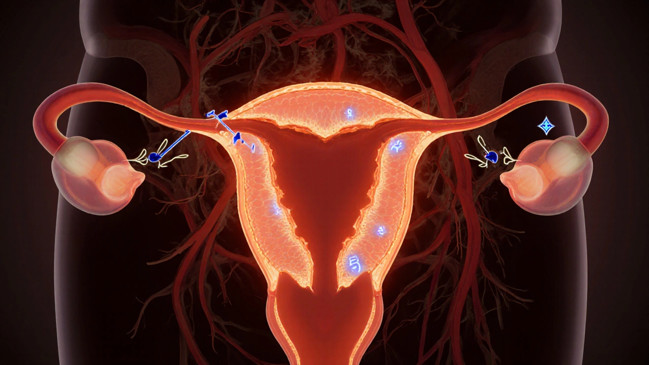 Diagram of penile blood flow showing Vardenafil blocking PDE5.