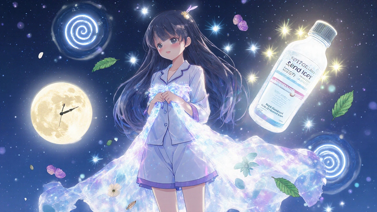 Magical girl transformed by natural remedies as bemzocaine bottle dissolves into starlight