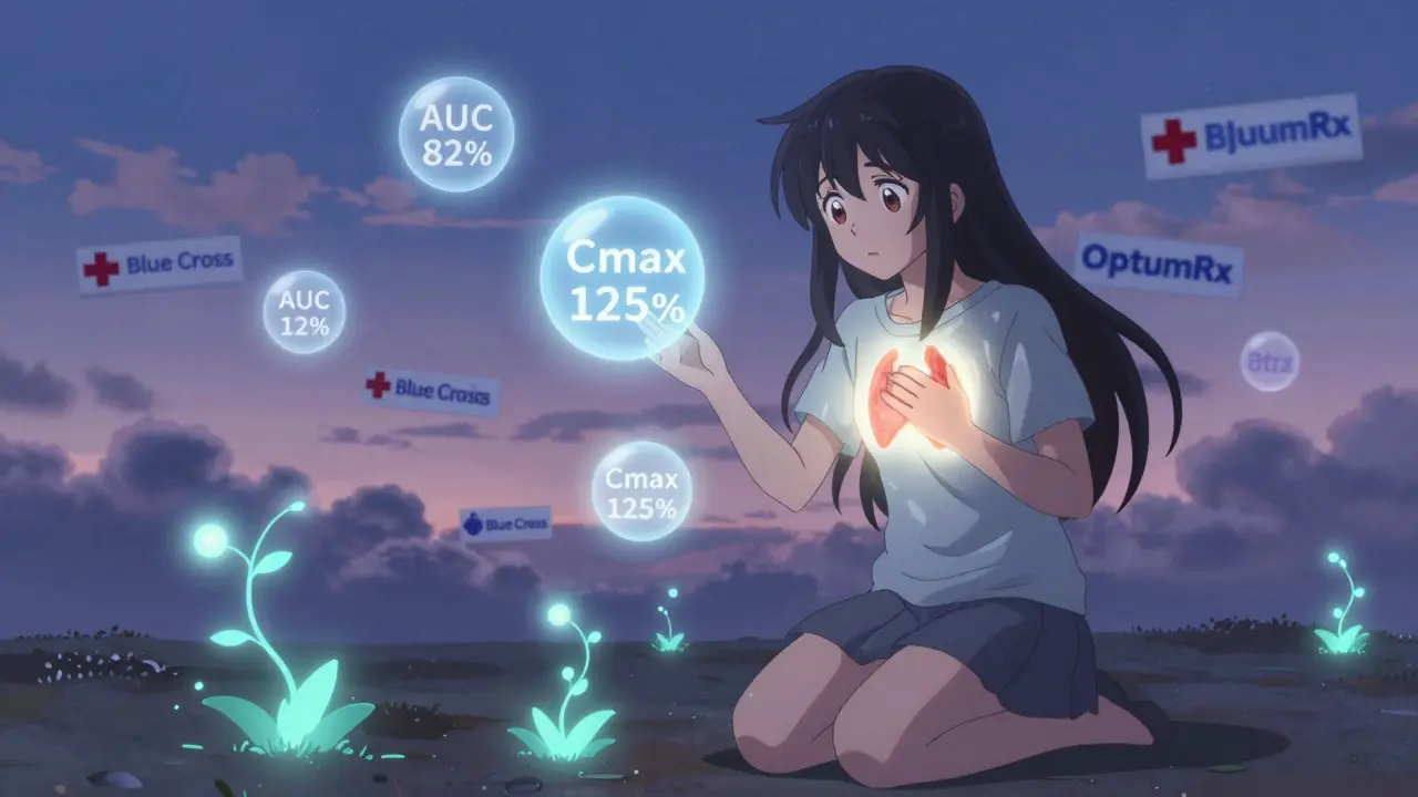 Heroine calming a patient as internal thyroid glow shows difference between brand and generic medication.