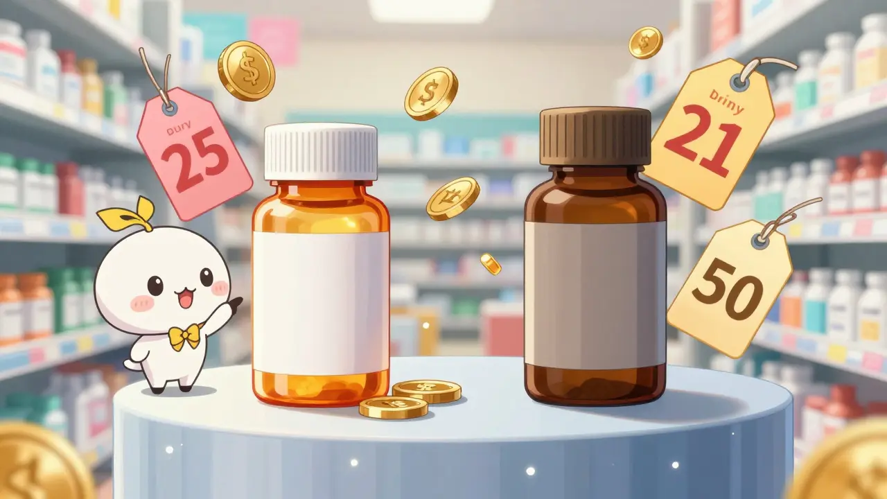 Magic girl choosing cheap generic meds over brand