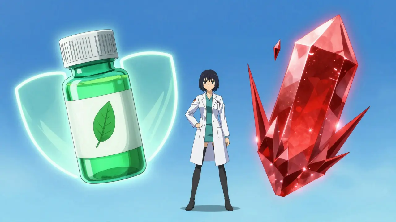 Manga style comparison of safe vs risky blood thinner medications