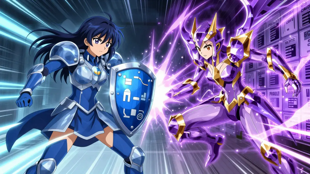 Anime characters battling, symbolizing generic vs brand name drug differences.