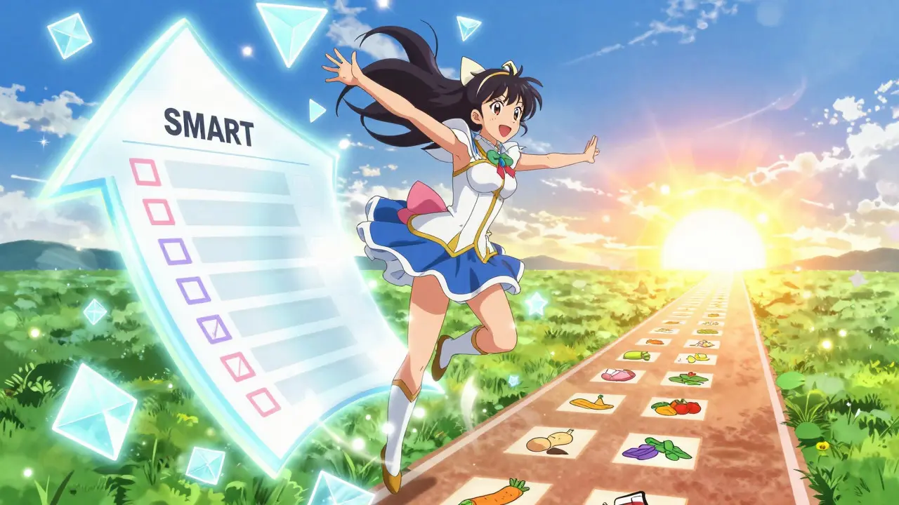 Magical girl transforming with goal-setting light shields